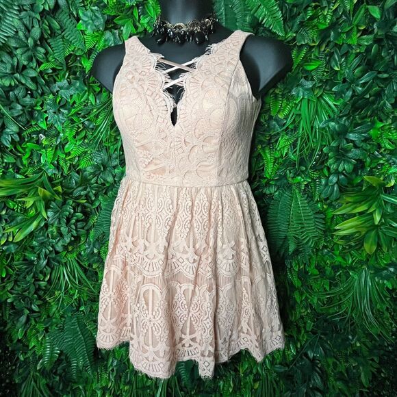 DEAR MOON Women Dress 7 Peach Orange Formal Short V Neck Prom Party 0451 - Picture 2 of 12